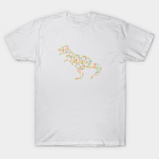 Floral T-Rex on Pink T-Shirt